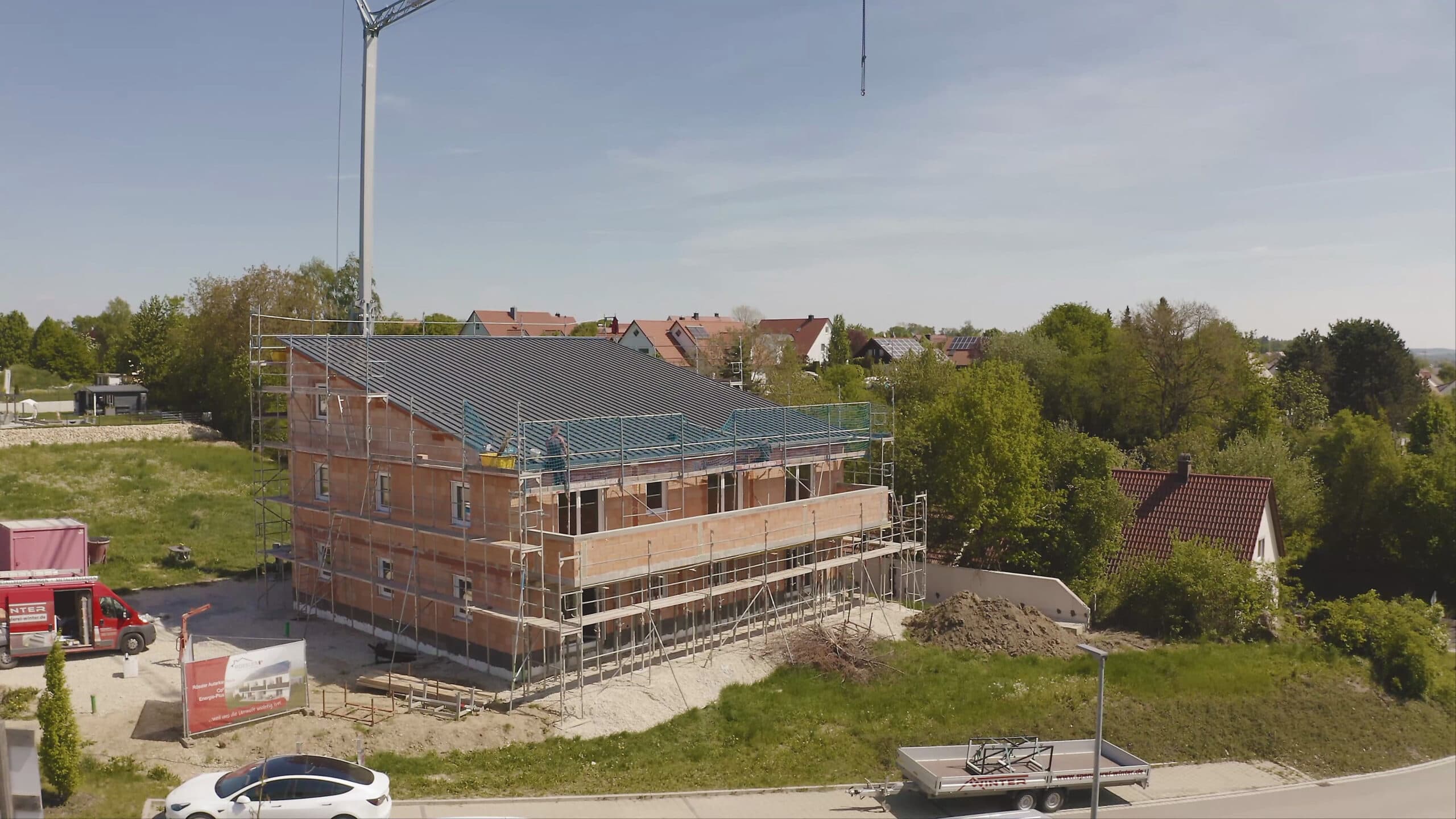 Bauprojekt Autarkiehaus in Bayern während Bauphase